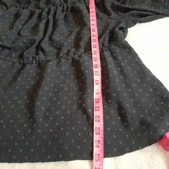 Lane Bryant Women's Size 18/20 Navy Blue Swiss Dot Off the Shoulder Peasant Top - Picture 11 of 11